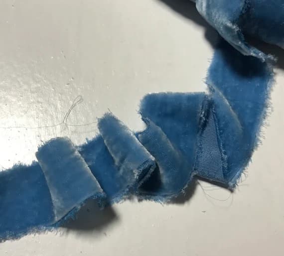 blue none - Hand Dyed Light Blue Silk Velvet Ribbon ( 4 Widths to choose from)