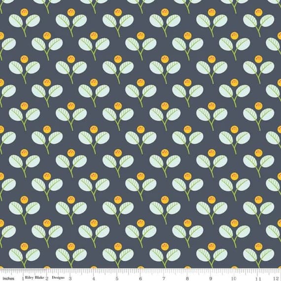 navy cotton fabric - Jubilee Leaf Navy - Riley Blake Cotton Fabric