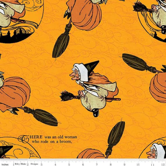 orange cotton fabric - Old Mother Goose Toss Orange - Goose Tales - by J. Wecker Frisch for Riley Blake Fabrics 100% Cotton Fabric