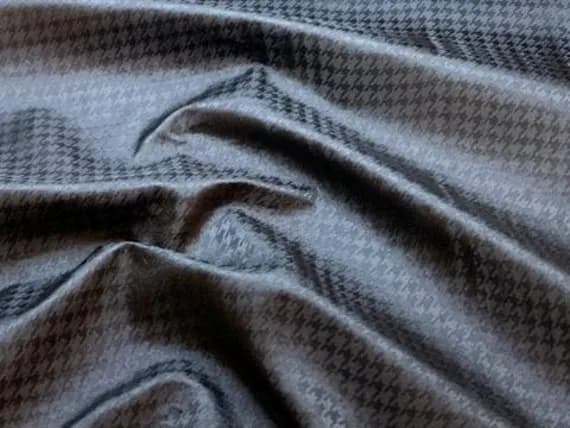 black silk fabric - Black Houndstooth - Interfaced Silk Jacquard Fabric