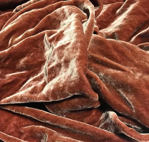 gold velvet fabric - IRIDESCENT ROSE GOLD Silk Velvet Fabric