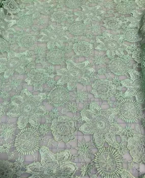 mint lace - Mint Flowers Schiffli Lace Fabric