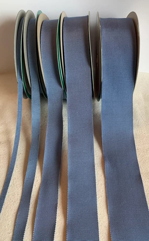 blue none - French Blue 100% Rayon Petersham Ribbon (5 Widths to choose from)