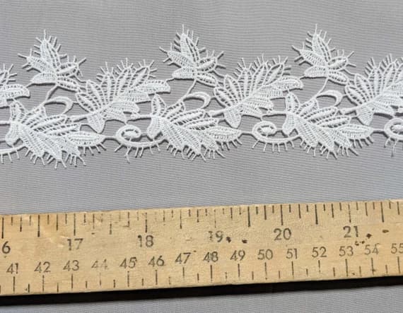 white lace - Leaves White - Guipure Bridal Lace (2-1/4" wide)