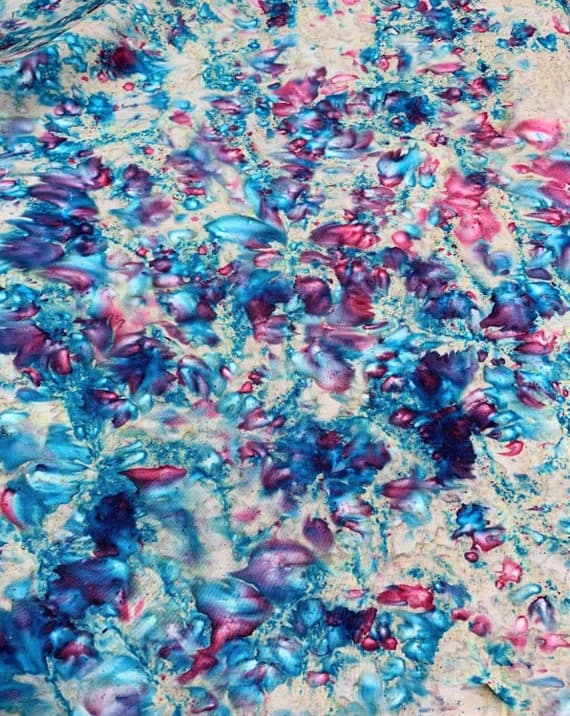 blue cotton fabric - Blue Pink Ink Blot - Color Me Banyan - Banyan Batiks Studio for Northcott Fabric