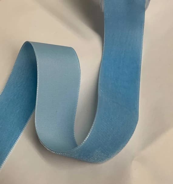 blue none - French VELVET Ribbon BABY BLUE by the yard 1-1/2 inch wide