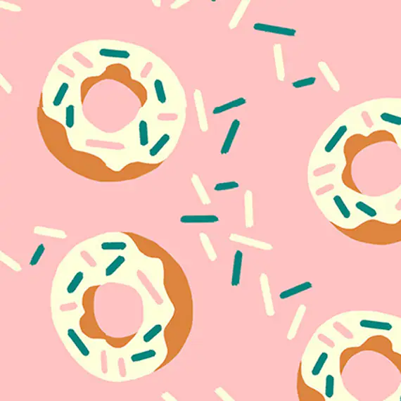 pink cotton fabric - Food Trucks Donuts Pink - Paintbrush Studio Cotton Fabric