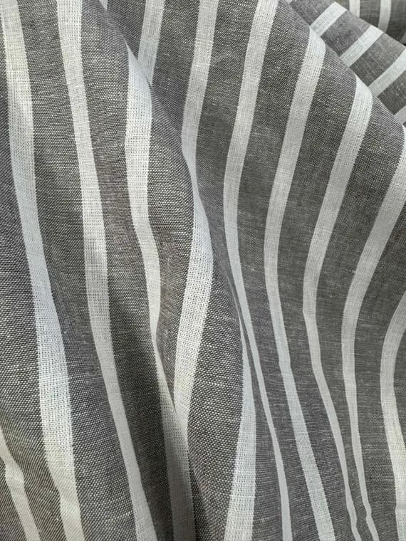 gray cotton fabric - Gray & White Stripe 100% Cotton Chambray Fabric