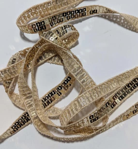 gold none - ANTIQUE GOLD French Metallic Double Row Sequin Ribbon (10mm/ 3/8" wide)