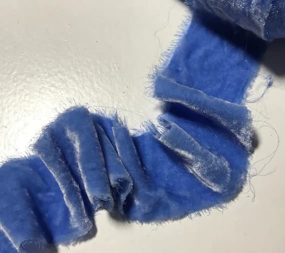 blue none - Hand Dyed Periwinkle Blue Silk Velvet Ribbon ( 4 Widths to choose from)