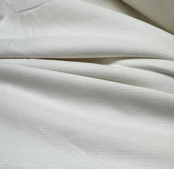 white cotton fabric - Off White Stretch Cotton Featherwale Corduroy Fabric