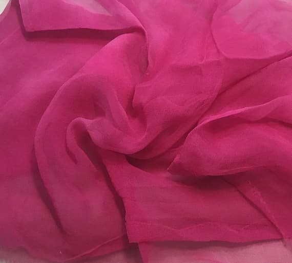 pink chiffon fabric - Hand Dyed ORCHID PINK - Silk Gauze Chiffon Fabric