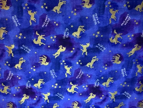 cotton fabric - Shooting Star Unicorns - Pastel Pop - Kokka Japan Cotton Double Gauze Fabric