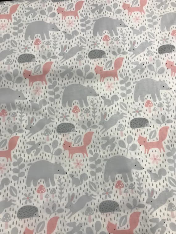 white cotton fabric - Hello Little One - White Pink Imported - Northcott Cotton Fabric