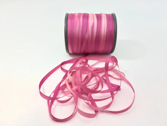 pink none - Hand Dyed Variegated Orchid Pink #35 Pure Silk Embroidery Ribbon 4mm 1/8" wide Japan -3 yards-