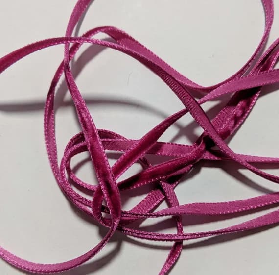 pink none - French VELVET Ribbon HOT PINK by the yard 3/16 inch