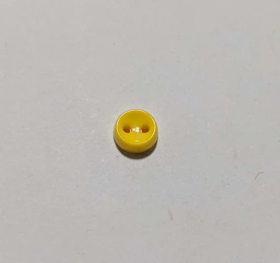 yellow none - Yellow Tiny Baby or Doll 2 Hole Plastic Button -7mm / 1/4 inch - Dill Buttons -Set of 6
