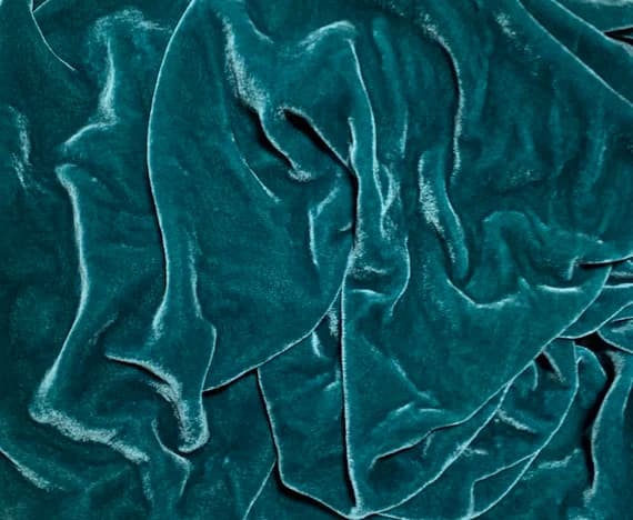 green velvet fabric - SPRUCE GREEN Hand Dyed Silk Velvet Fabric