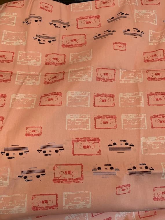 pink cotton fabric - Cassettes ’n Love Pink - Heart Melodies by Art Gallery 100% Cotton Fabric