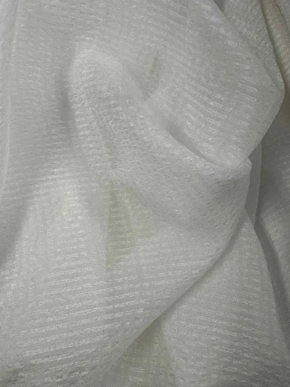 white chiffon fabric - White Gingham Seersucker Gauze - Silk Chiffon Fabric