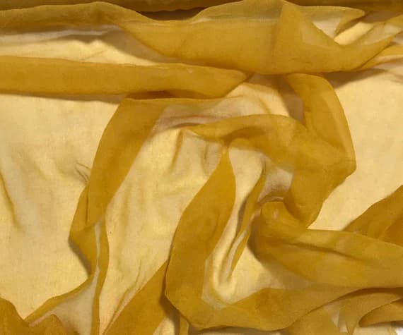 mustard chiffon fabric - Hand Dyed HONEY MUSTARD - Silk Gauze Chiffon Fabric