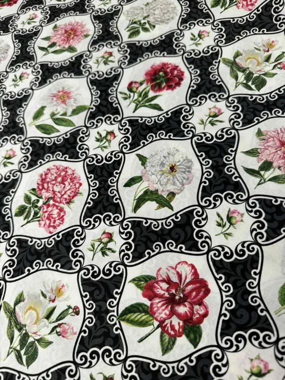 cotton fabric - Peony Medallion Floral - Bloom by Northcott Cotton Fabric