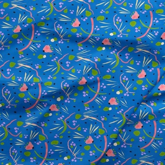 blue cotton fabric - Urban Jungle Tropical Elements Blue Light - Paintbrush Studio Cotton Fabric
