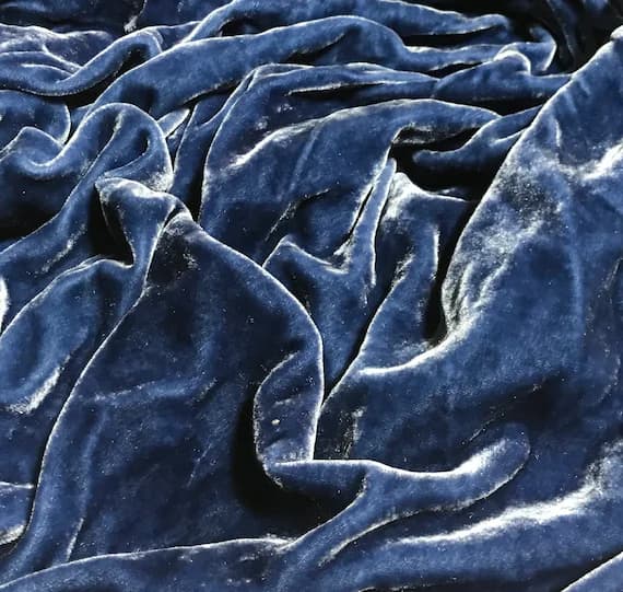 blue velvet fabric - DENIM BLUE Hand Dyed Silk Velvet Fabric