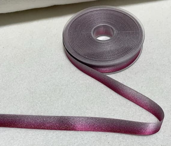 silver none - Fuchsia Pink & Silver Ombre Metallic Double Sided Satin Ribbon Trim Made in France 9/16" wide