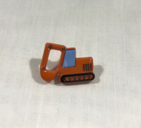 orange none - Orange Excavator Digger Truck Plastic Button 28mm/ 1-1/8" - Dill Buttons Brand