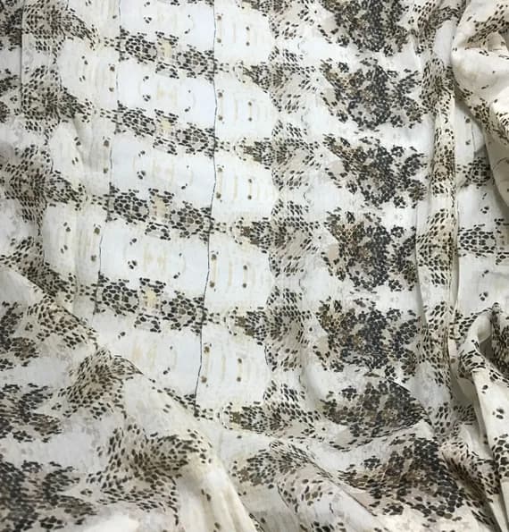 cotton fabric - Cotton LAWN VOILE Fabric - Ecru Snakeskin - 54" wide