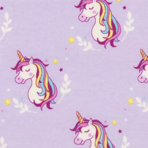purple cotton fabric - Pretty Purple Unicorns - EESCO Flannel Cotton Fabric