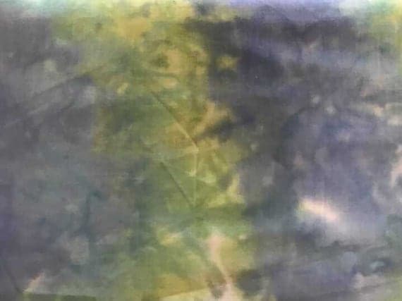 green cotton fabric - Green Blue Tie Dye - Vintage OOP 90s Cotton Fabric