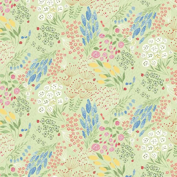 cotton fabric - Watercolor Florets - Cosmo Cotton Broadcloth Fabric