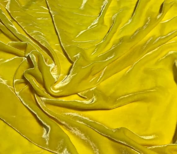 yellow velvet fabric - SUNSHINE YELLOW Hand Dyed Silk Velvet Fabric