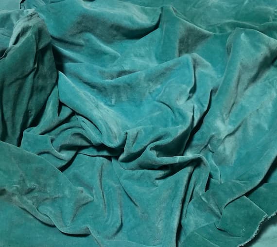 teal velvet fabric - Hand Dyed Teal Blue - Cotton Velveteen Fabric