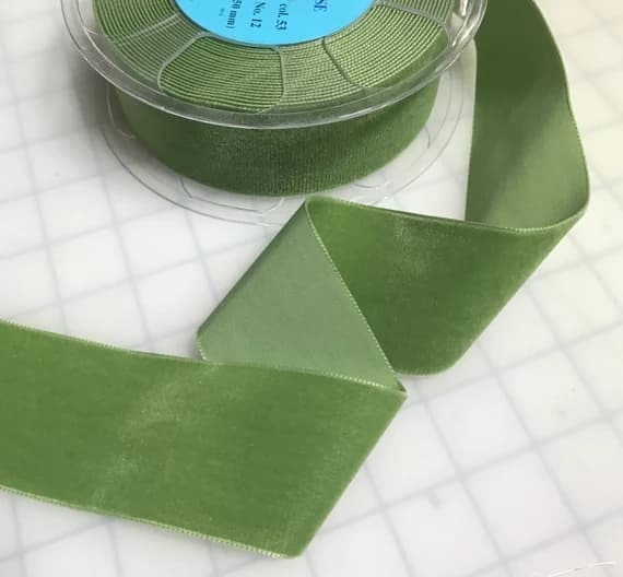 green none - LEAF GREEN French Velvet Ribbon (2" wide)