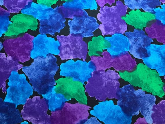 green cotton fabric - Blue Green Purple Splotches Cotton Fabric Vintage 90's OOP Kings Road