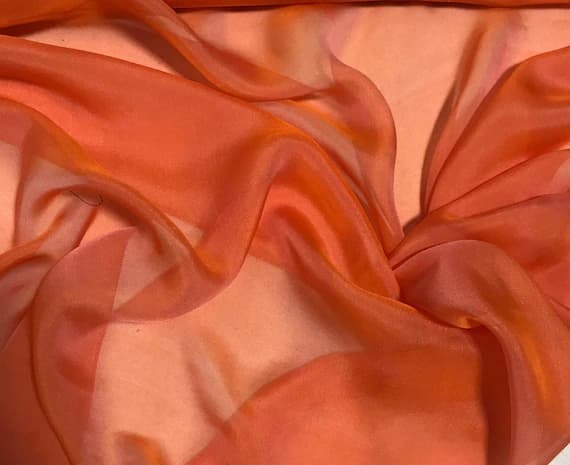 salmon chiffon fabric - Salmon - Iridescent Silk Chiffon Fabric