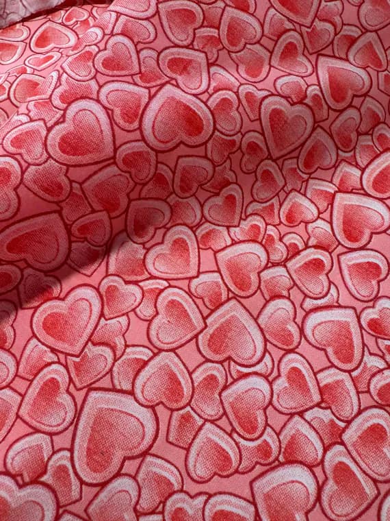 pink cotton fabric - Pink Hearts - Poly/Cotton Broadcloth Fabric