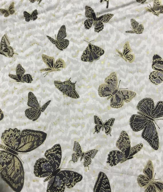 gray cotton fabric - Fantasia - Light Gray Butterfly Ombre - Northcott Cotton Fabric