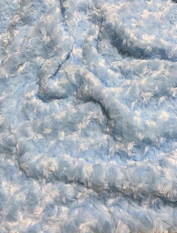 blue fabric - Rosette Plush Cloud Blue - David Textiles Cuddle Minky Fabric