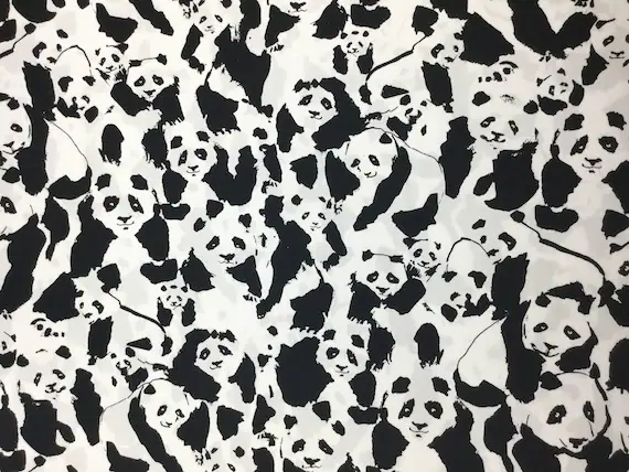 black cotton fabric - Pandalings Pod - Black & White - Pandalicious by Katarina Roccella for Art Gallery Fabrics - Premium Cotton