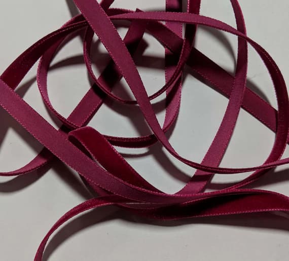 fuchsia none - French VELVET Ribbon FUCHSIA PINK by the yard 3/8 inch