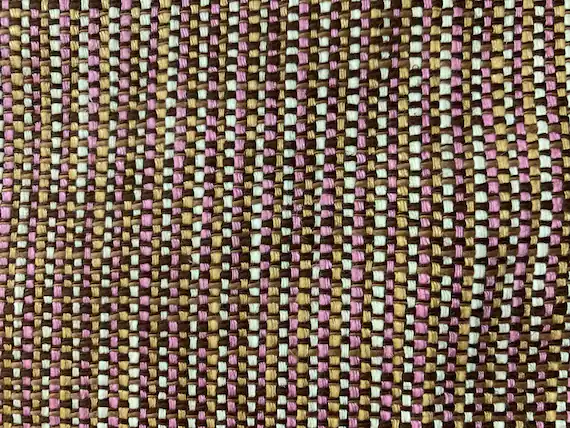 pink linen fabric - Pink & Brown Woven 100% Linen Fabric - Heavy Weight