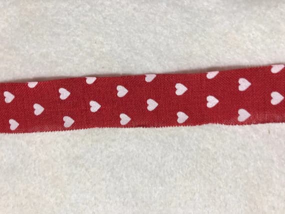 red none - Red Hearts Faux Linen Ribbon Trim made in France 1" wide (3 yards)