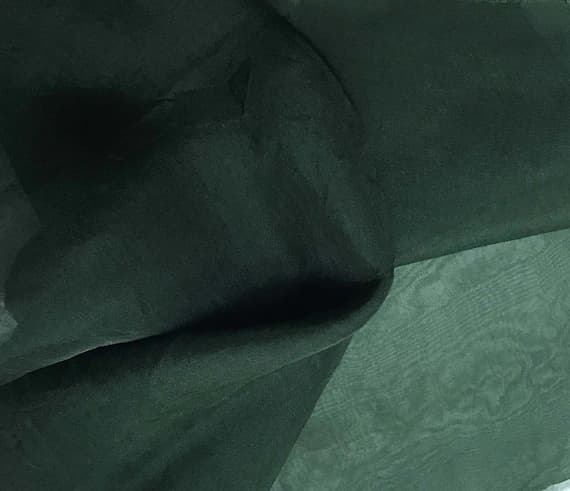 hunter organza fabric - Hand Dyed HUNTER GREEN - Silk Organza Fabric