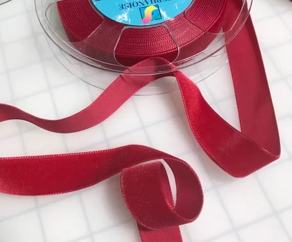 ruby none - French VELVET Ribbon RUBY RED by the yard (7/8" wide)