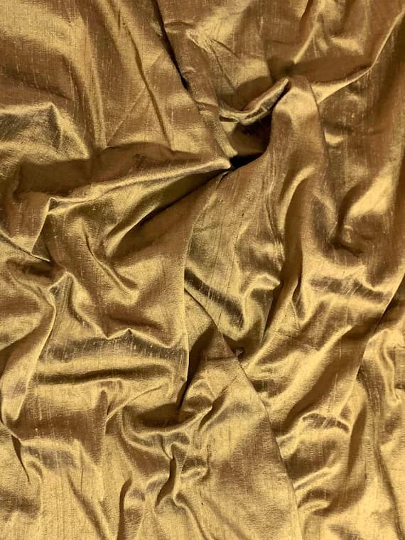 brown dupioni fabric - Golden Latte Brown - Silk Dupioni Fabric