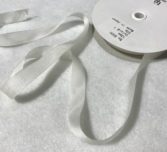 white none - Pure Silk Embroidery Ribbon White 13mm wide Japan (2 Yards)